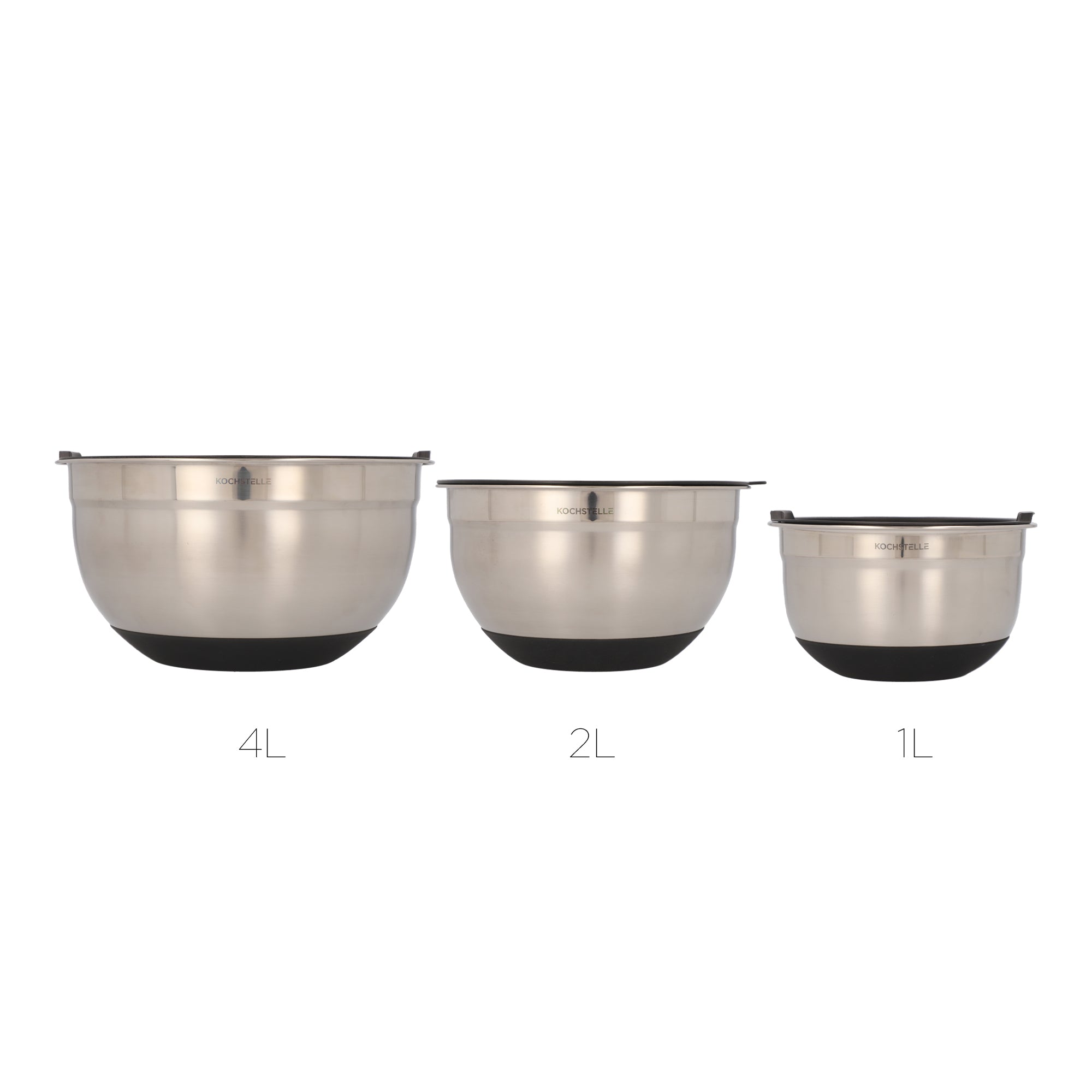 Bowls mezcladores de acero inoxidable con silicón color negro + 3 ralladores 9 pzas.