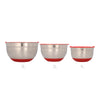 Bowls mezcladores de acero inoxidable con silicón color rojo + 3 ralladores 9 piezas