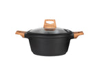 COMBO GREY★ Batería de cocina Wood con mármol antiadherente + juego de 3 palas 10 pzas.  + Utensilios de cocina de silicón con soporte, color Blanco 12 pzas. +  Pad Soporte de utensilios de cocina color Gris