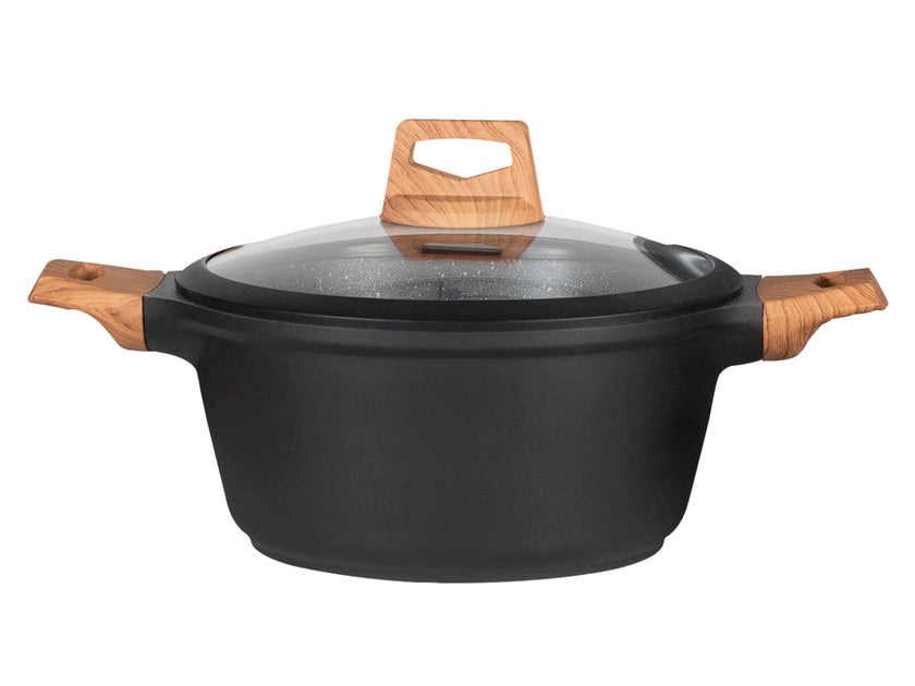 COMBO GREY★ Batería de cocina Wood con mármol antiadherente + juego de 3 palas 10 pzas.  + Utensilios de cocina de silicón con soporte, color Blanco 12 pzas. +  Pad Soporte de utensilios de cocina color Gris