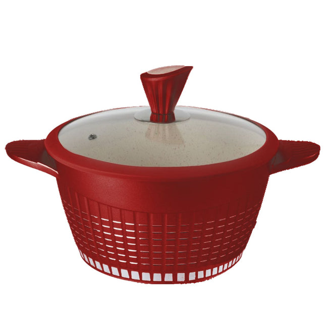 Cacerola modelo Luxury Rojo con Recubrimiento de mármol antiadherente, 28 cm