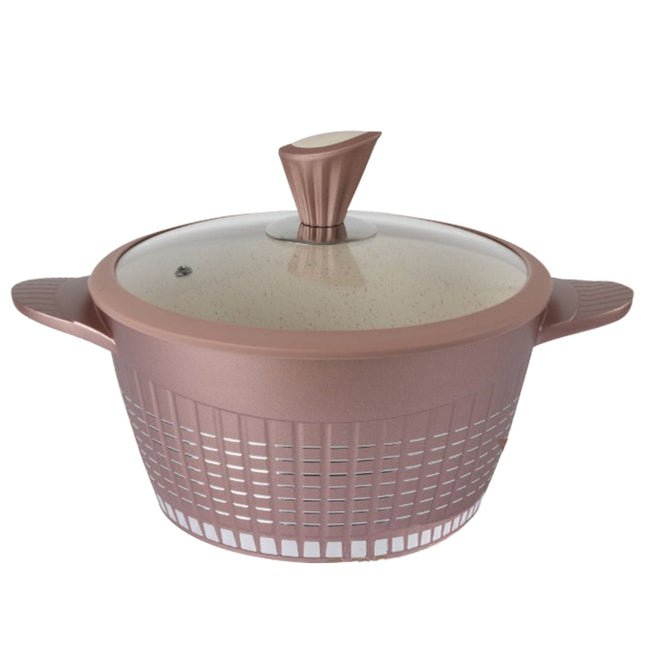 Cacerola modelo Luxury Rosa Oro con Recubrimiento de mármol antiadherente, 28 cm