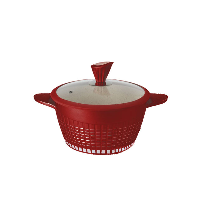 Cacerola modelo Luxury Rojo con Recubrimiento de mármol antiadherente, 24 cm