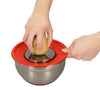 Bowls mezcladores de acero inoxidable con silicón color rojo + 3 ralladores 9 piezas