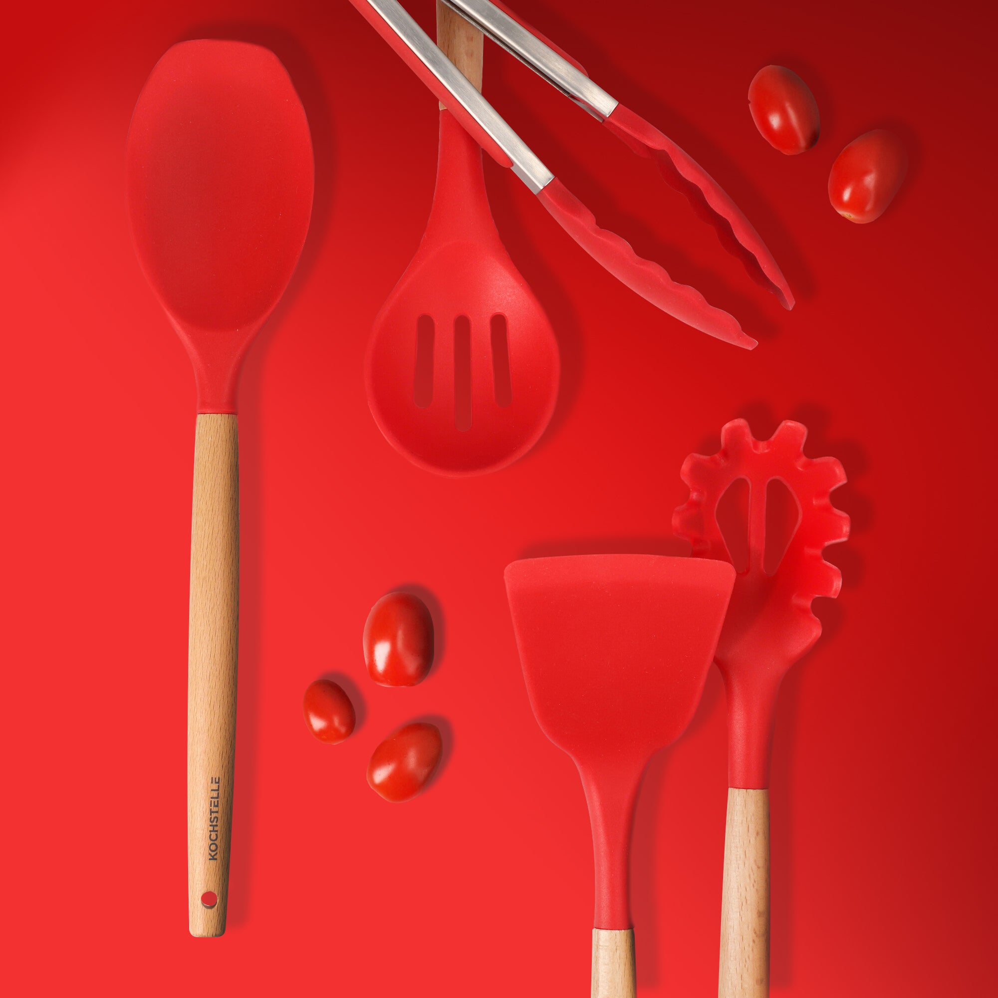 Cuchara plana de silicona - Menaje de cocina profesional Color Rojo