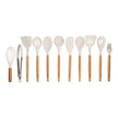 COMBO BLUE★ Batería de cocina Serenity Azul de Mármol 13 pzas. + Utensilios blancos de cocina de silicón con soporte 12 pzas.
