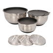 Bowls mezcladores de acero inoxidable con silicón color negro + 3 ralladores 9 pzas.