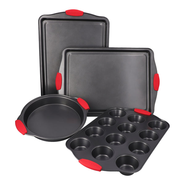 PERLLI Bakeware - Bandeja antiadherente para hornear, bandeja para hornear,  juego de 3 piezas (pequeño, mediano y grande), acero al carbono